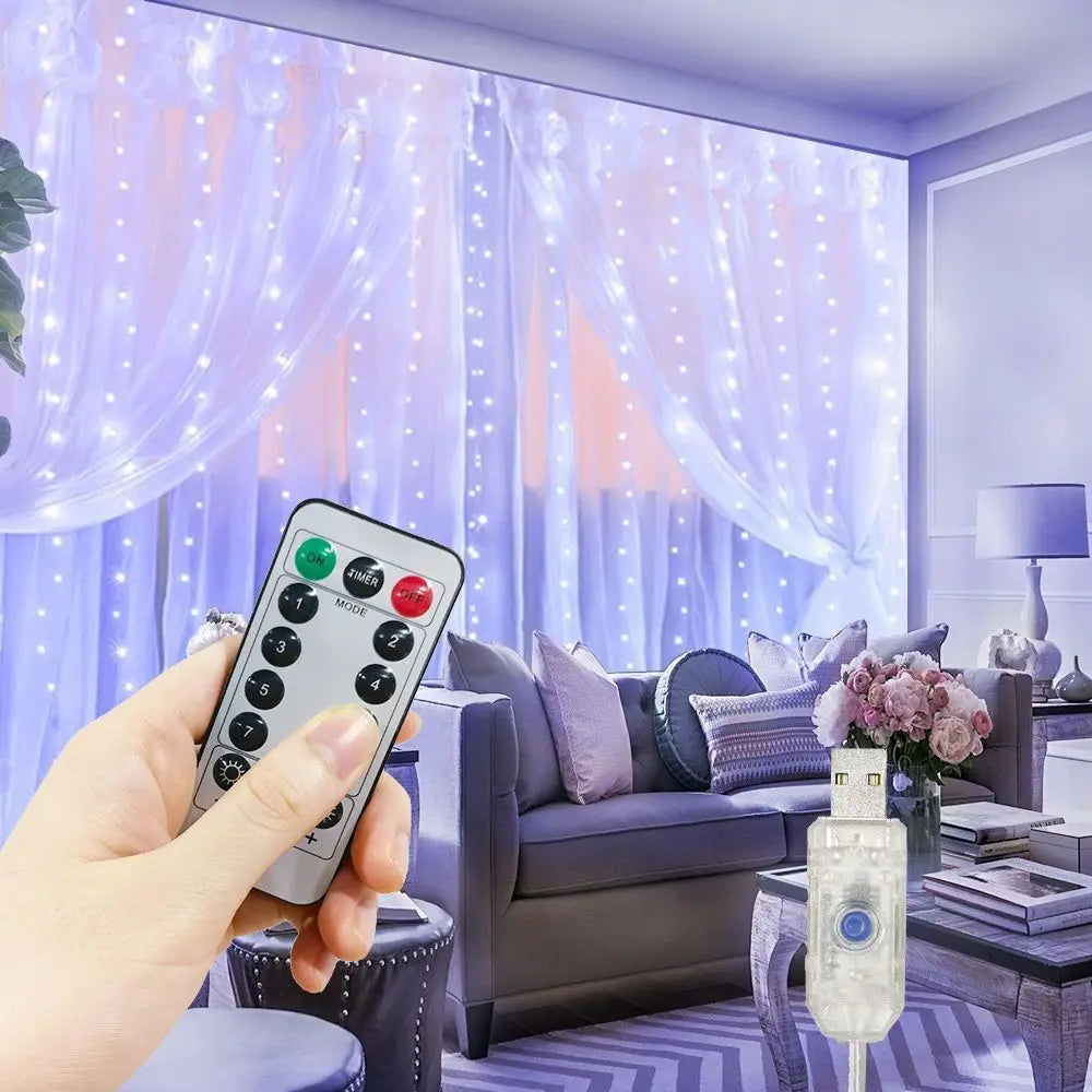 6x3M/3x3m Curtain Garland on The Window