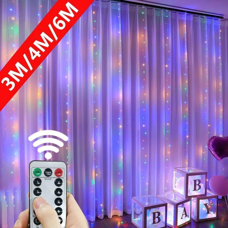 6x3M/3x3m Curtain Garland on The Window